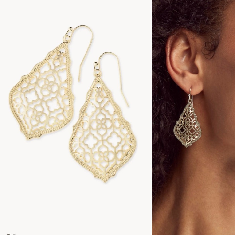 Kendra Scott Addie Gold Drop Earrings in Gold Filigree Mix
